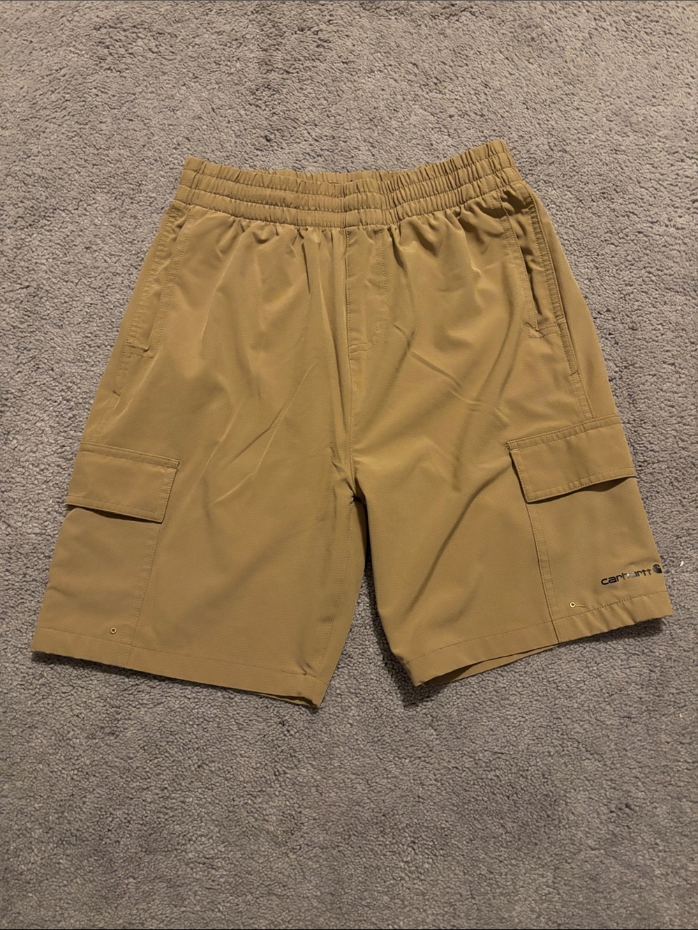 Carhartt Boys Khaki Elastic-Waist Cargo Shorts